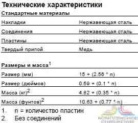 Технические характеристики и габаритные размеры паянного теплообменника Alfa Laval DOC110