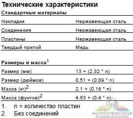 Технические характеристики и габаритные размеры паянного теплообменника Alfa Laval DOC60